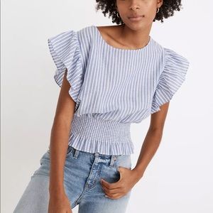 Madewell Flutter Sleeve Smocked Top